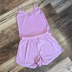 Lavender Lace-Trim Pajama Set — Size XS